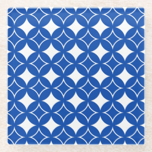 Blauw en wit scheepspatroon glazen onderzetter