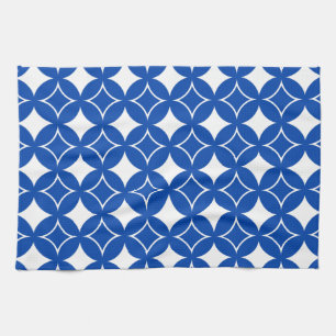 Blauw en wit scheepspatroon theedoek