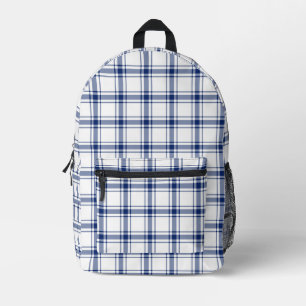 Blauw en wit scheepsplaid bedrukte rugzak