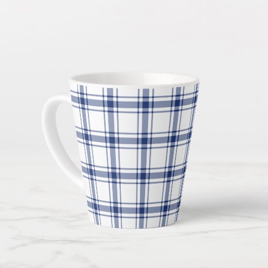 Blauw en wit scheepsplaid latte mok (Linkerhoek)