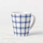 Blauw en wit scheepsplaid latte mok (Rechterhoek)