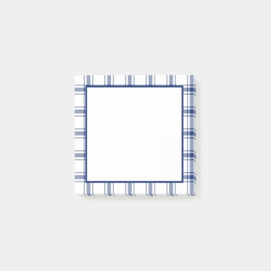 Blauw en wit scheepsplaid post-it® notes (Voorkant)