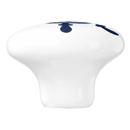 Blauw en wit, Scheepswiel, Nautisch Keramische Knop (Zijkant)