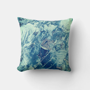 Blauw en wit schilderen kussen