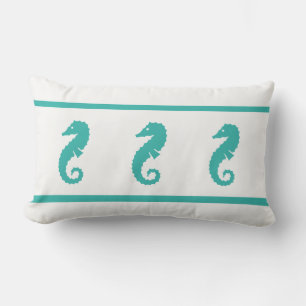 Blauw en wit SEAHORSE in openlucht Buitenkussen