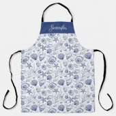 Blauw en Wit Seashell Starfish Schort Custom (Voorkant)