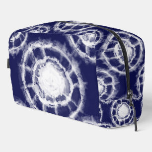 Blauw en wit Shibori-cirkelpatroon Toilettasje