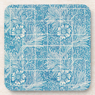 Blauw en wit sierbloem bier onderzetter