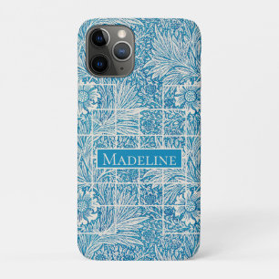 Blauw en wit sierbloem iPhone 11 pro hoesje