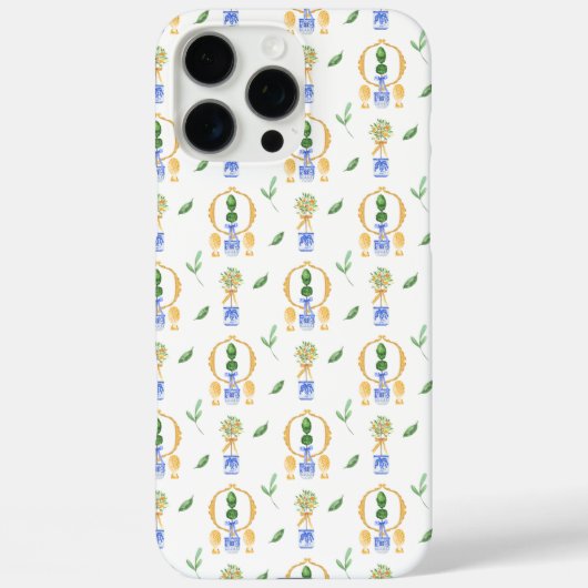  blauw en wit Sinaasappel Chinoiserie Topiary Case-Mate iPhone Case (Achterkant)