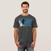 Blauw en wit skiën t-shirt (Voorkant volledig)