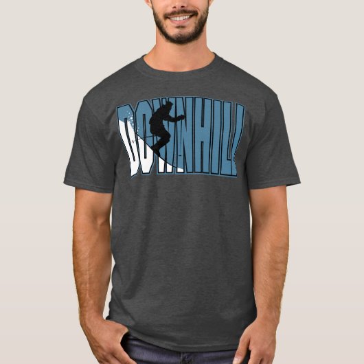 Blauw en wit skiën t-shirt (Voorkant)