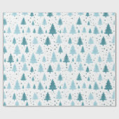 Blauw en wit Sneeuw Kerstmis Cadeaupapier (Vlak)