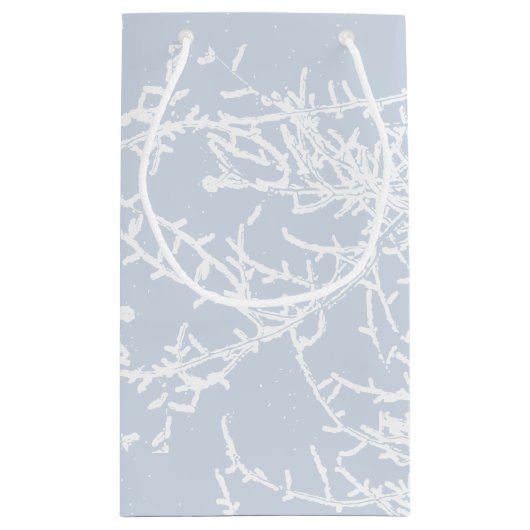 Blauw en wit Sneeuwtakken Vakantie Klein Cadeauzakje (Achterkant)