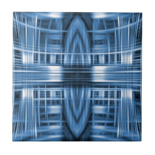Blauw en wit snelheidsvage patronen tegeltje