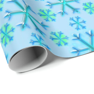 Blauw en wit Snowflake Cadeaupapier