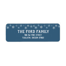 Blauw en Wit Snowflake Retour Adreslabels