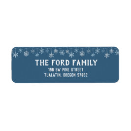 Blauw en Wit Snowflake Retour Adreslabels Etiket