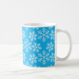 Blauw en wit Snowflakes Pattern Kerstmis Koffiemok