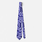 Blauw en wit Spaans Tegel Patroon Stropdas (Voorkant)