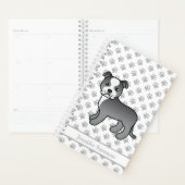 Blauw en wit Staffie Cute Cartoon Dog & Text Planner (Display)