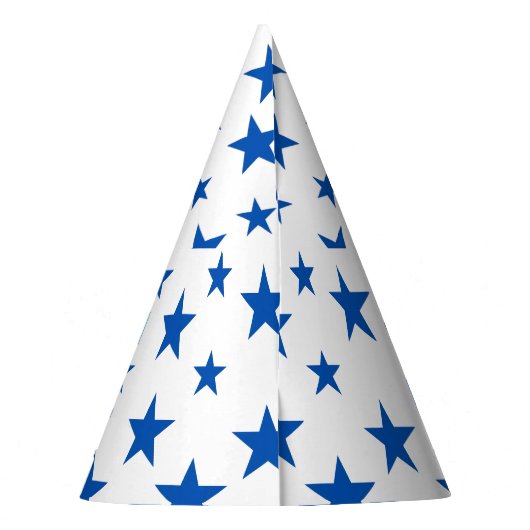 Blauw en wit  sterpatroon feesthoedjes (Achterkant)