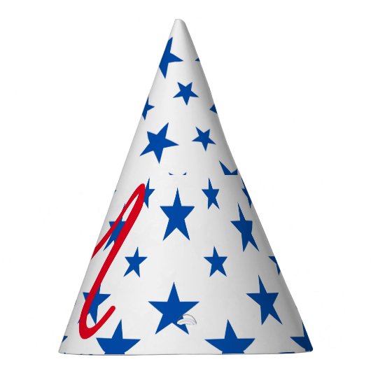 Blauw en wit  sterpatroon feesthoedjes (Rechts)