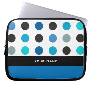 Blauw en wit stippen en strepen laptophoes laptop sleeve