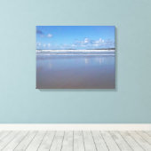 Blauw en wit strand canvas afdruk (Insitu (Houten vloer))