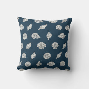 Blauw en Wit Strand Kustschelpen Kussen