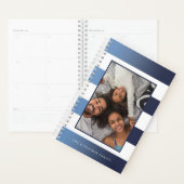 Blauw en Wit Streep Twee Foto Planner (Display)
