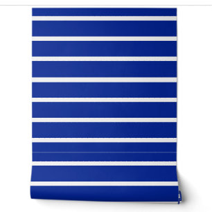 Blauw en wit strepenontwerp behang