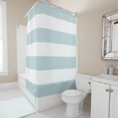 Blauw en Wit Stripe Custom Kleur Douchegordijn (In situ)