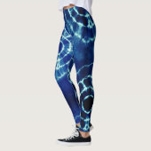 Blauw en wit stropdas kleurstof cirkel patroon leggings (Links)