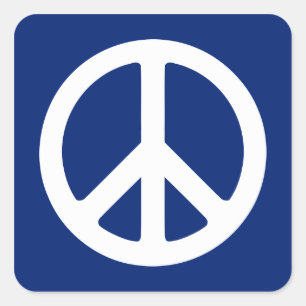 Blauw en wit symbool voor vrede vierkante sticker