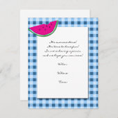 Blauw en wit tafelkleed en watermeloen kaart (Voorkant / Achterkant)