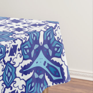 Blauw en wit tafelkleed huisdecoratie