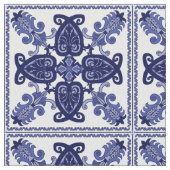 Blauw en wit tegelpatroon stof (Close Up)