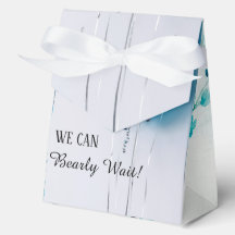 Blauw en wit tentje baby shower favor box.