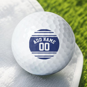 Blauw en wit tenue strepen Aangepaste naam nummer Golfballen