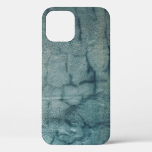 Blauw en wit textiel met waterdruppels iPhone 12 hoesje