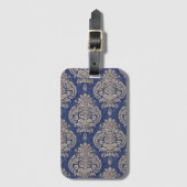  blauw en wit  textielpatroon bagagelabel (Voorkant (verticaal))