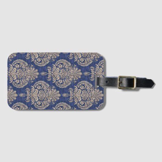  blauw en wit  textielpatroon bagagelabel (Voorkant (horizontaal))