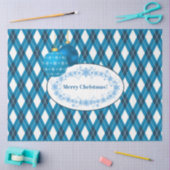 Blauw en wit thema Vrolijk kerstfeest Tissuepapier (Craft)