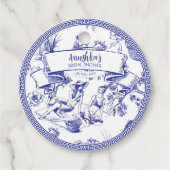 Blauw en Wit Toile Bedankjes Labels (Voorkant)