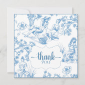 Blauw en wit Toile de Jouy Bruiloftsfeest Bedankkaart (Voorkant)