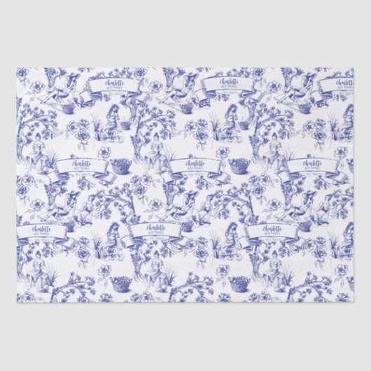 Blauw en Wit Toile Tissuepapier (Voorkant)