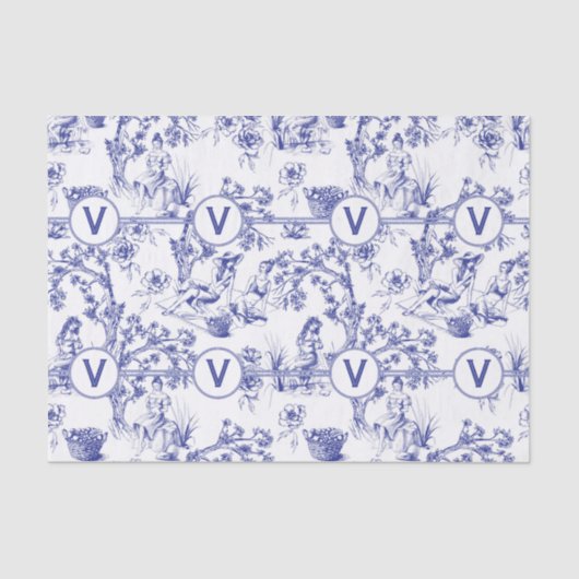 Blauw en wit toile tissuepapier (Voorkant)