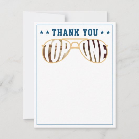 Blauw en wit TopOne Fighter Pilot Bedankkaart (Voorkant)