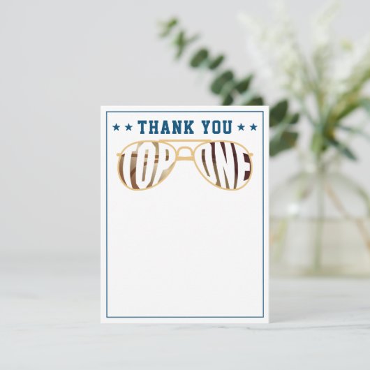 Blauw en wit TopOne Fighter Pilot Bedankkaart (Staand voorkant)